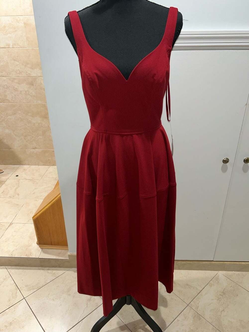 Jill Jill Stuart Midi Dress Size 4 Red Fit And Flare Sleeveless